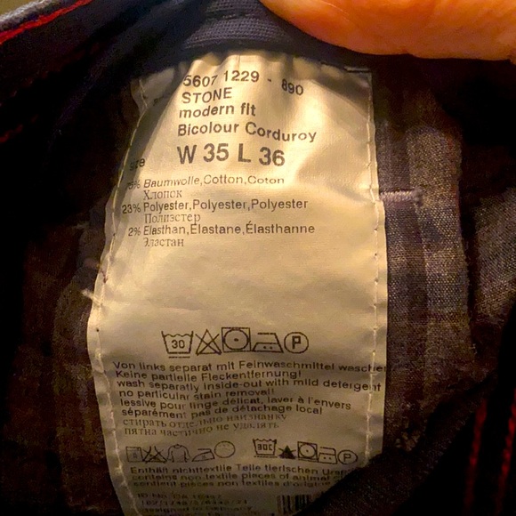 Alberto Stone Modern Fit Bicolour Corduroy 35x36 Men’s Pants Navy - Picture 6 of 6